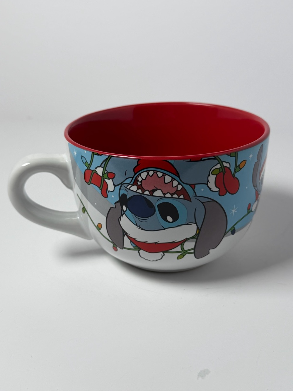 Disney Lilo & Stitch Ceramic Soup or Coffee Mug Holiday Mischief Christmas